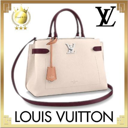 Louis Vuitton LOCKME 2020 SS Casual Style Calfskin A4 2WAY Bi color Plain Leather 
