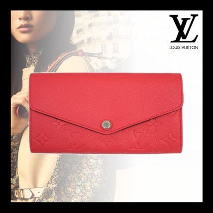 Louis Vuitton PORTEFEUILLE SARAH Monogram Calfskin Plain Leather Logo Long Wallets 