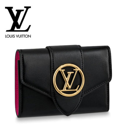 Louis Vuitton Bi color Leather Logo Folding Wallets 