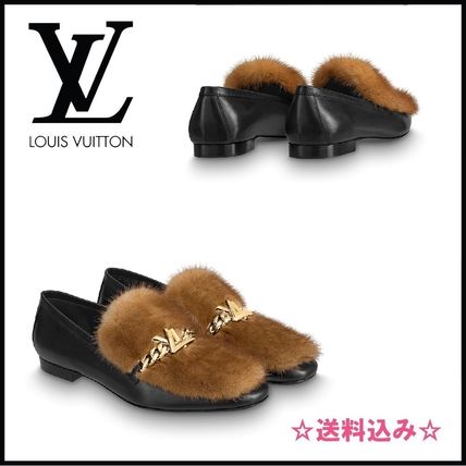 Louis Vuitton Round Toe Plain Leather Logo Loafer  Moccasin Shoes 1A5LKD 1A5LK3 1A5LJZ 