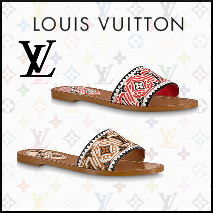 Louis Vuitton LOCKIT 2020 21AW Monogram Open Toe Leather Mules Logo Sandals 1A85AU 1A85BO 