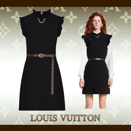 Louis Vuitton MONOGRAM 2020 SS Sleeveless Dress With Chain And Frills