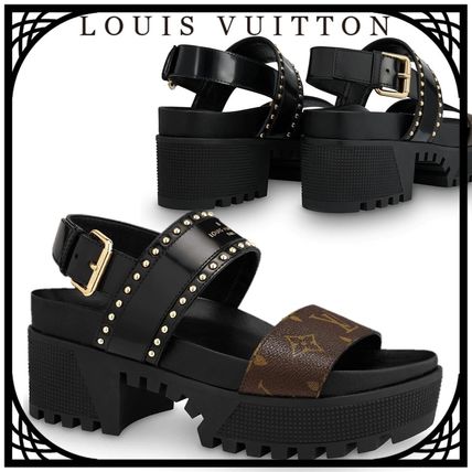 Louis Vuitton MONOGRAM 2020 SS Monogram Open Toe Platform Casual Style Blended Fabrics 1A664Y 