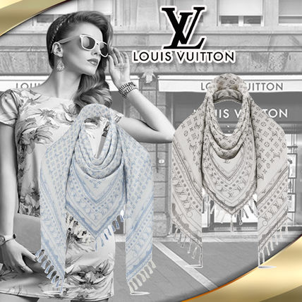 Louis Vuitton MONOGRAM Monogram Silk Knit  Fur Scarves M76368 M76367 