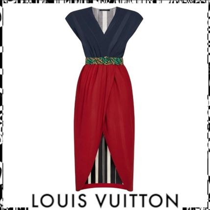 Louis Vuitton 2020 SS Silk V Neck Long Party Style Elegant Style Dresses 1A7T2E 