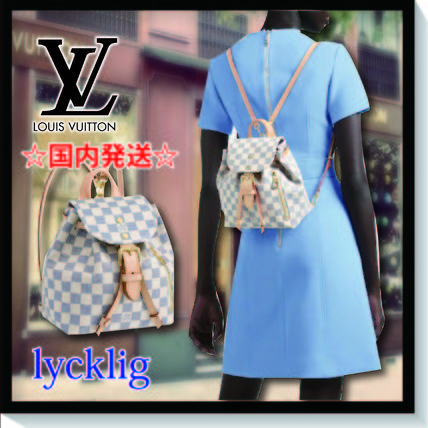 Louis Vuitton DAMIER Casual Style Leather Elegant Style Logo Backpacks N44026 