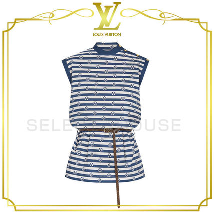 Louis Vuitton 2020 SS Short Stripes Monogram Sleeveless Cotton Dresses 1A7SKM 1A7SK 