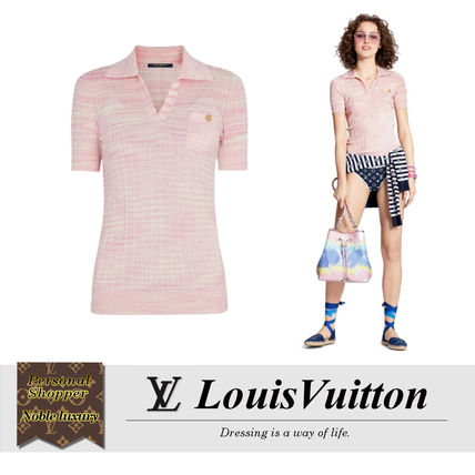 Louis Vuitton 2020 SS Short Stripes Casual Style Wool V Neck Short Sleeves 1A7UO7 