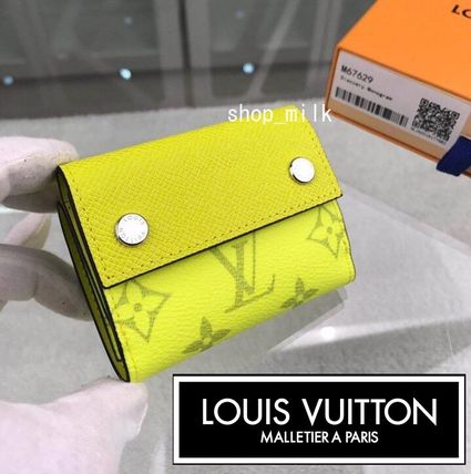 Louis Vuitton TAIGA Unisex Street Style Leather Logo Coin Cases 