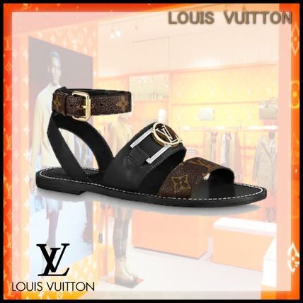 Louis Vuitton MONOGRAM 2020 SS Monogram Leather Flip Flops Elegant Style Flat Sandals 1A677Y 