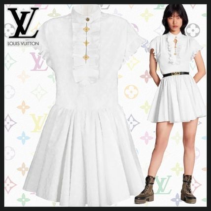 Louis Vuitton MONOGRAM Dress With Frilled Bib 1A61CZ 1A61CY 1A61CX 1A61CW 1A61CV 