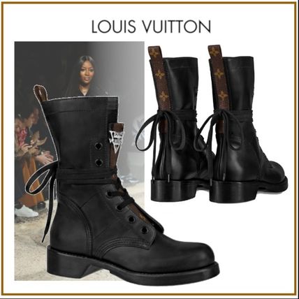 Louis Vuitton MONOGRAM 2020 Cruise Monogram Plain Toe Blended Fabrics Plain Leather Block Heels 