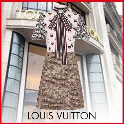 Louis Vuitton 2020 21AW A line Wool Silk Medium Short Sleeves Elegant Style Dresses FJDR21XFF 
