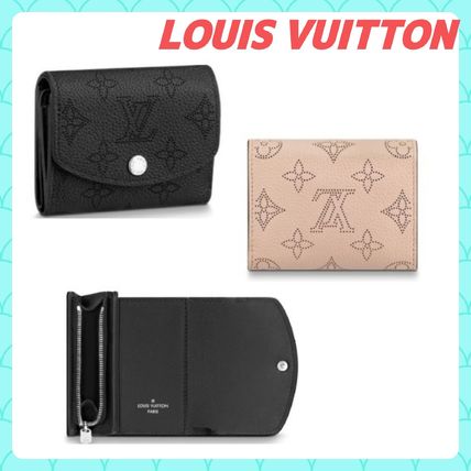 Louis Vuitton MAHINA 2020 SS Monogram Unisex Street Style Plain Leather Folding Wallet 