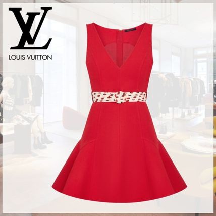 Louis Vuitton Casual Style Wool Silk Blended Fabrics Sleeveless Flared 