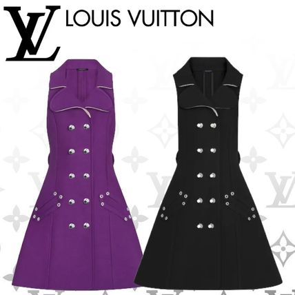 Louis Vuitton 2020 SS Short Wool Silk Blended Fabrics Sleeveless V Neck Plain 1A7TJI 1A7TJC 