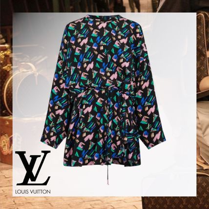 Louis Vuitton Crew Neck Short Casual Style Silk Long Sleeves Dresses LVU2U9M5MULWF04200 