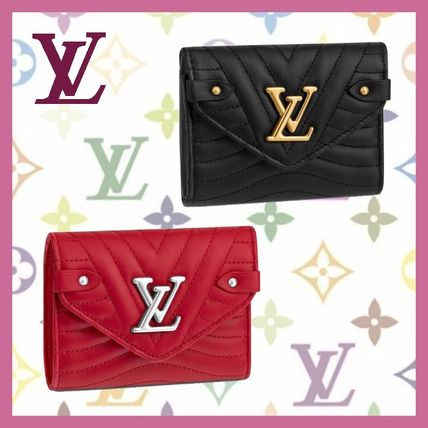 Louis Vuitton Calfskin Plain Leather Folding Wallet Logo Folding Wallets M63428 M63427 