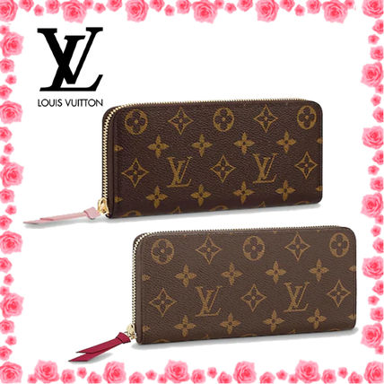 Louis Vuitton CLEMENCE Monogram Leather Logo Long Wallets M61298 M60742 