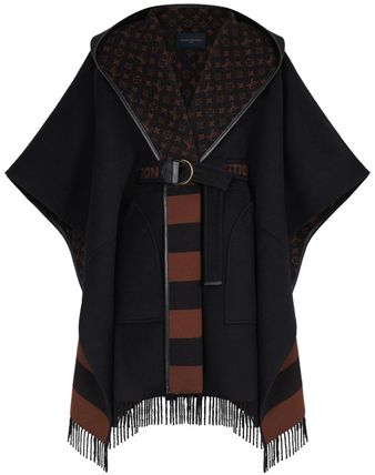 Louis Vuitton 2020 21AW Monogram Wool Plain Fringes Logo Ponchos  Capes 