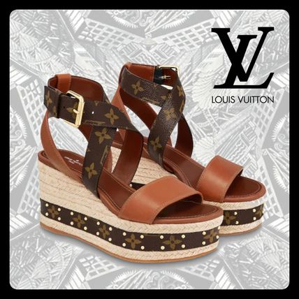 Louis Vuitton MONOGRAM Monogram Open Toe Platform Casual Style Blended Fabrics 1A63W6 