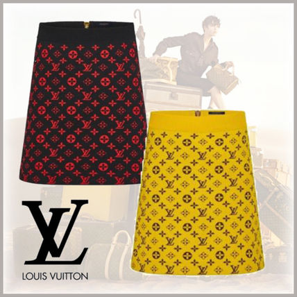 Louis Vuitton MONOGRAM 2020 21AW Short Monogram Wool Silk Cotton Logo Mini Skirts