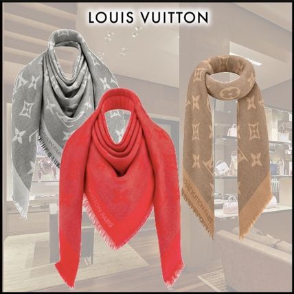 Louis Vuitton MONOGRAM 2019 20AW Monogram Cashmere Silk Bi color Knit  Fur Scarves 