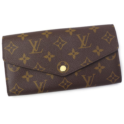 Louis Vuitton PORTEFEUILLE SARAH Monogram Bi color Leather Folding Wallet Logo Long Wallets 