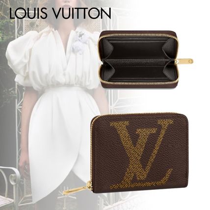 Louis Vuitton MONOGRAM Monogram Canvas Plain Leather Long Wallet Logo Coin Cases 