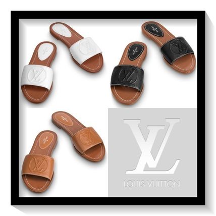 Louis Vuitton Open Toe Casual Style Blended Fabrics Plain Leather Mules 1A8750 1A8746 1A873C 