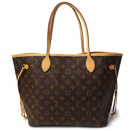 Louis Vuitton NEVERFULL Bi color Leather Elegant Style Logo Totes 