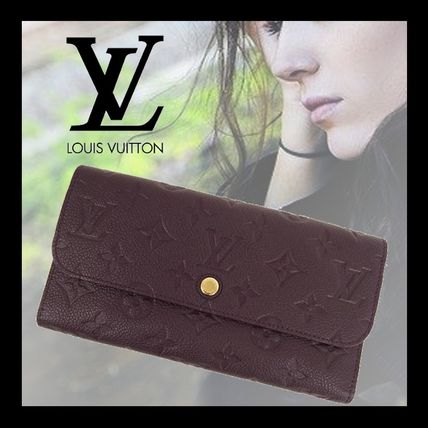 Louis Vuitton Monogram Unisex Leather Folding Wallet Logo Long Wallets 