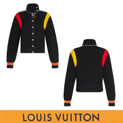 Louis Vuitton Color Accent Sporty Ribbed Wool Knit Cardigan 1A83K4 