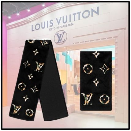 Louis Vuitton 2019 20AW 2019 20AW MINKGRAM PAILLETTE FUR SCARF black more scarves M74356 