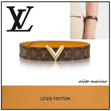 Louis Vuitton V Casual Style Leather Office Style Elegant Style Bracelets M6042E M6042F M6042G 