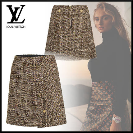 Louis Vuitton 2020 21AW A Line Mini Skirt In Camel Natte Tweed 1A83YR 1A83YQ 1A83YP 