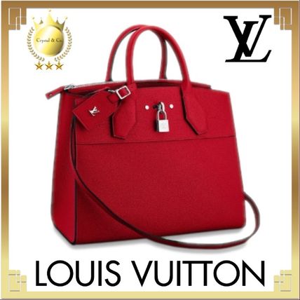 Louis Vuitton CITY STEAMER 2020 SS Casual Style Calfskin A4 2WAY Plain Leather Office Style 