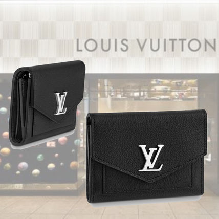 Louis Vuitton MY LOCKME Plain Leather Folding Wallet Small Wallet Logo 
