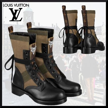 Louis Vuitton Monogram Casual Style Leather Block Heels Flat Boots 1A679C 