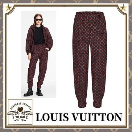 Louis Vuitton MONOGRAM Red Monogram Jogging Pants In Technical Cotton 1A83SL 