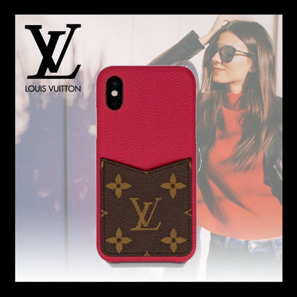 Louis Vuitton MONOGRAM Monogram Leather iPhone XS Logo Smart Phone Cases 