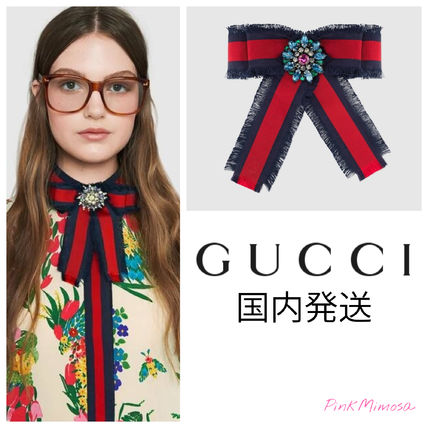 GUCCI 2019 20AW Web Grosgrain Bow Brooch 460827 I8664 8034 