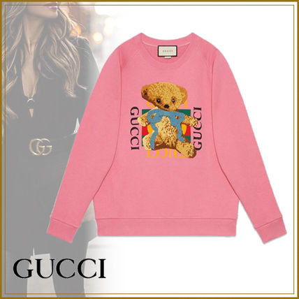 GUCCI Crew Neck Street Style Long Sleeves Plain Cotton Oversized 