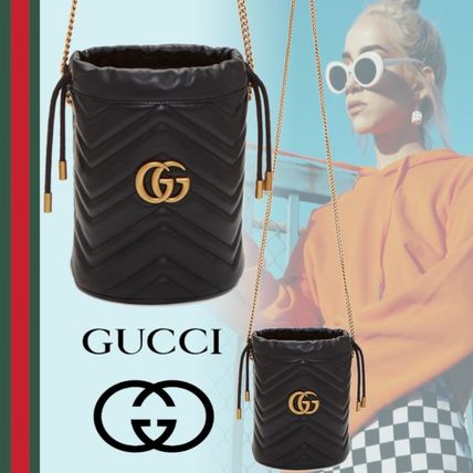 GUCCI GG Marmont Heart Casual Style Suede Street Style 2WAY Chain Plain 