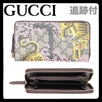 GUCCI GG Supreme Monogram Unisex Leather Handmade Long Wallet Logo 