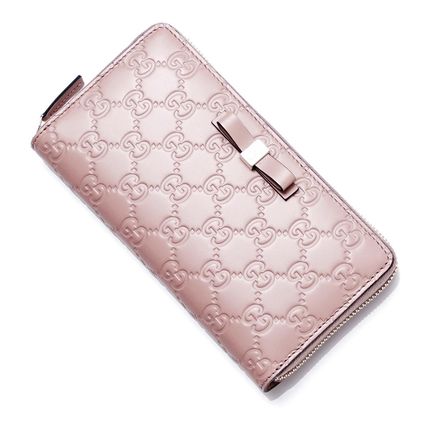GUCCI 2016 17AW Plain Leather Long Wallets 