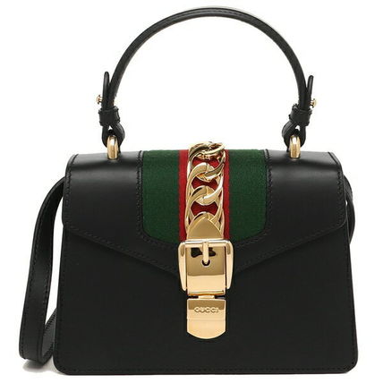 GUCCI Sylvie 2019 SS Plain Leather Party Style Crossbody Shoulder Bags 