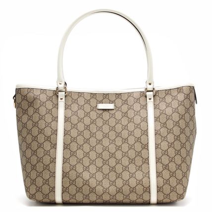 GUCCI GG Supreme Unisex A4 Elegant Style Totes 