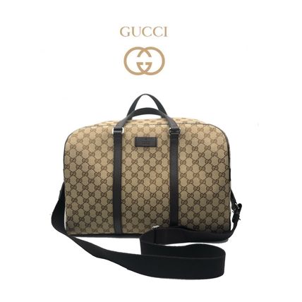 GUCCI Monogram Unisex Canvas Leather BostonDuffles 449167 KY9KN 