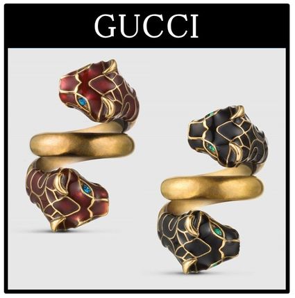 GUCCI 2018 19AW Tiger Head Ring With Black Enamel 402269 I1635 8467 402269 I1634 8520 